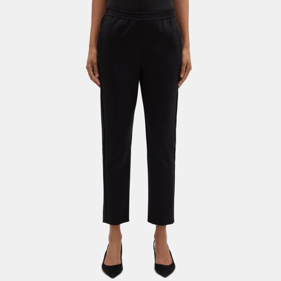 Women Theory Outlet | Tapered Pant In Tech Knit Black