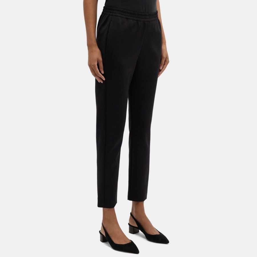 Women Theory Outlet | Tapered Pant In Tech Knit Black