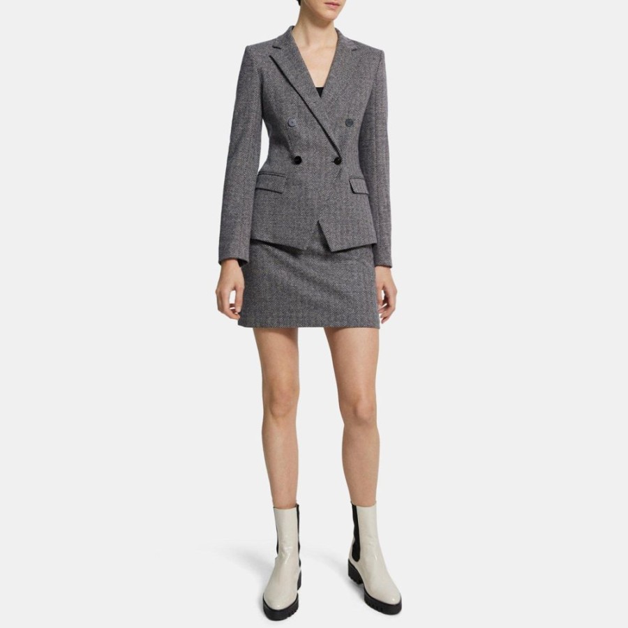 Women Theory Outlet | Angled Blazer In Wool Blend Knit Multi