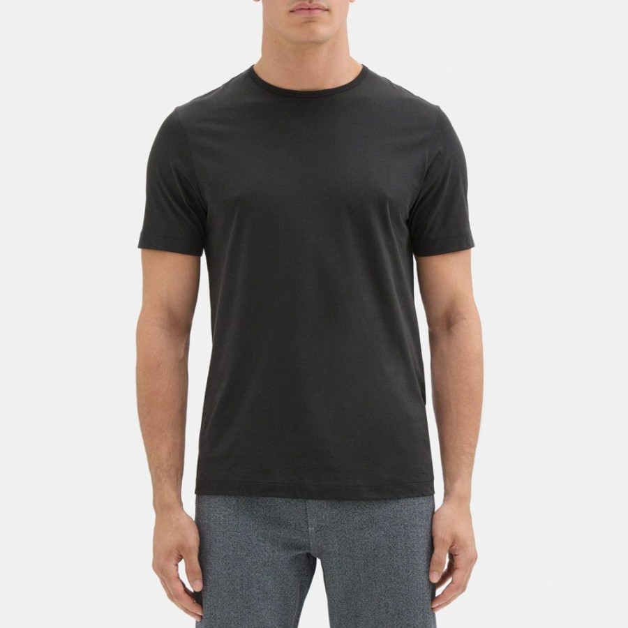 Men Theory Outlet | Relaxed Tee In Organic Luxe Cotton Jersey Black