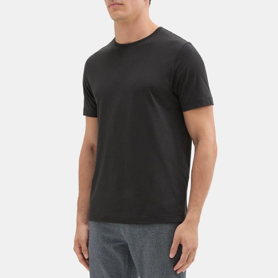 Men Theory Outlet | Relaxed Tee In Organic Luxe Cotton Jersey Black