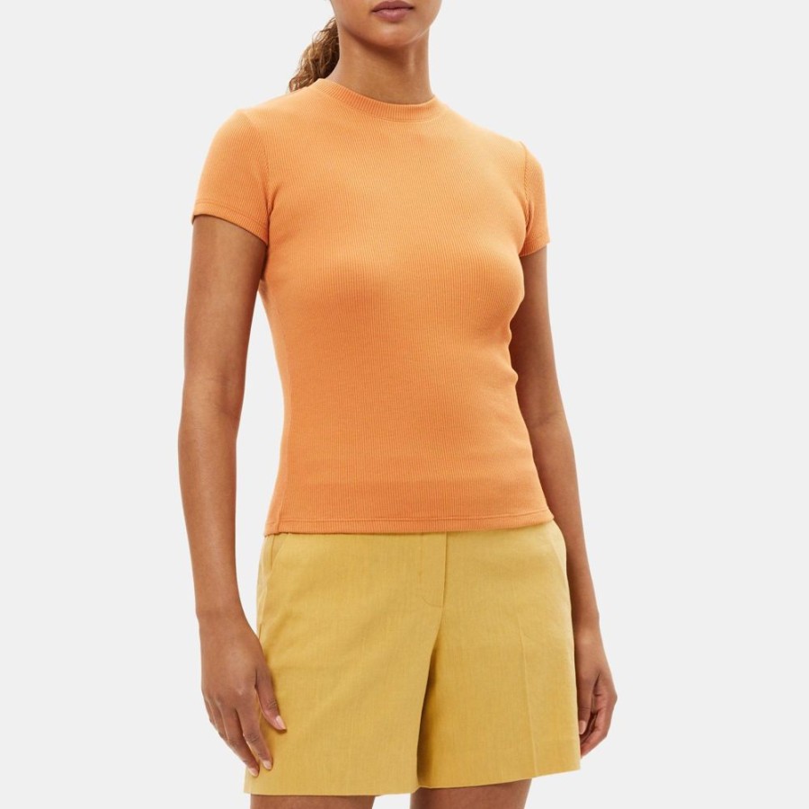 Women Theory Outlet | Tiny Tee In Ribbed Modal Cotton Canyon