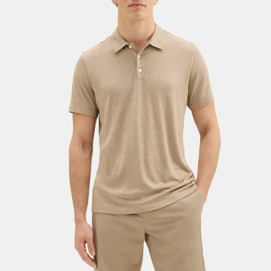 Men Theory Outlet | Polo Shirt In Modal Blend Jersey Caribou/White