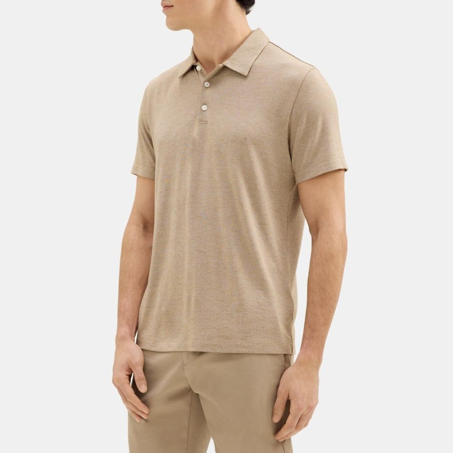 Men Theory Outlet | Polo Shirt In Modal Blend Jersey Caribou/White