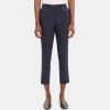 Women Theory Outlet | Slim Cropped Pull-On Pant In Linen-Blend Deep Navy