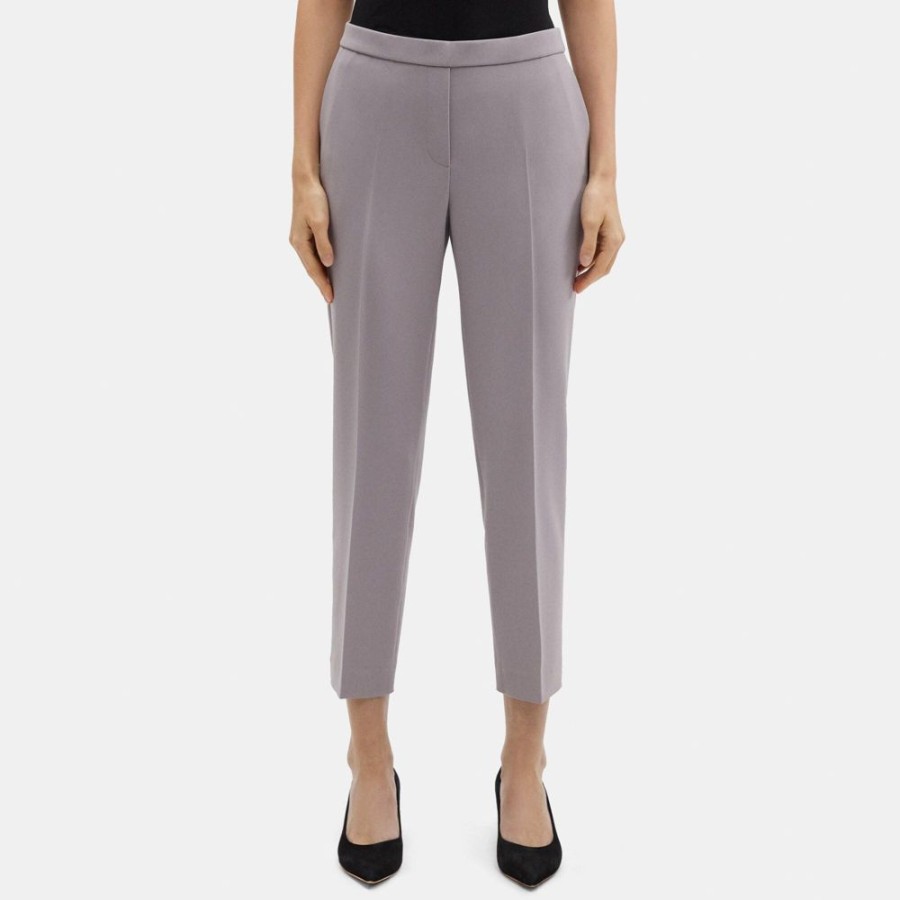 Women Theory Outlet | Cropped Slim Pull-On Pant In Crepe Gull