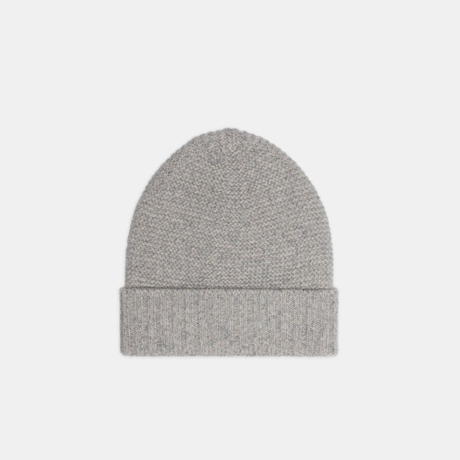 Women Theory Outlet | Beanie In Ribbed Cashmere Pale Sand/Husky