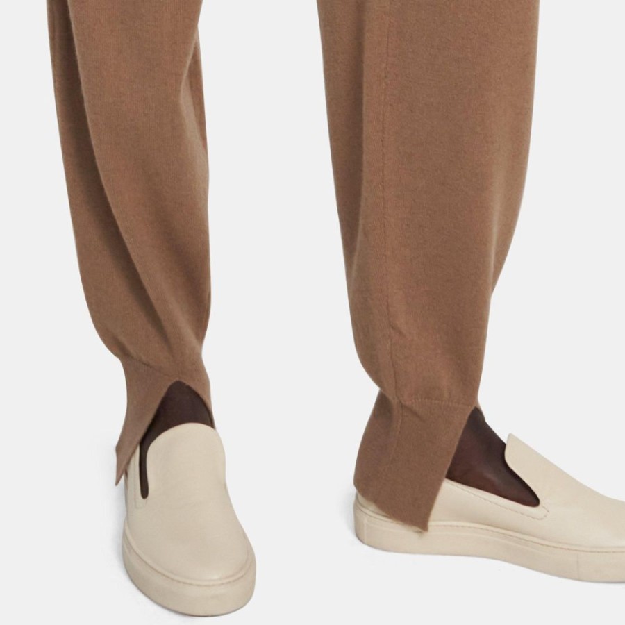 Women Theory Outlet | Slit Jogger In Cashmere Beige Canvas