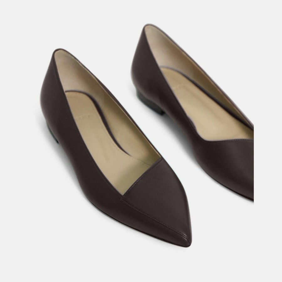 Women Theory Outlet | Pointed Flat In Leather