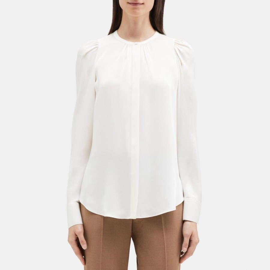 Women Theory Outlet | Relaxed Shirt In Silk Georgette Ivory