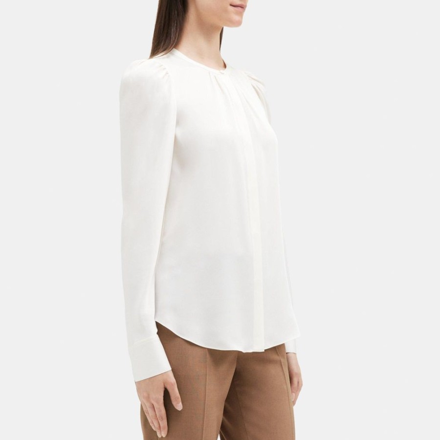 Women Theory Outlet | Relaxed Shirt In Silk Georgette Ivory