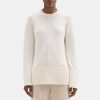 Women Theory Outlet | Oversized Crewneck Sweater In Wool-Cashmere Ivory