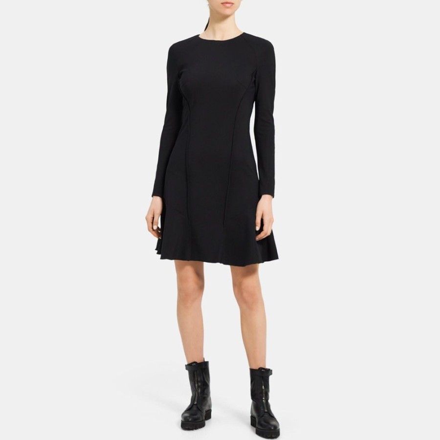 Women Theory Outlet | Fit-And-Flare Dress In Performance Knit Black