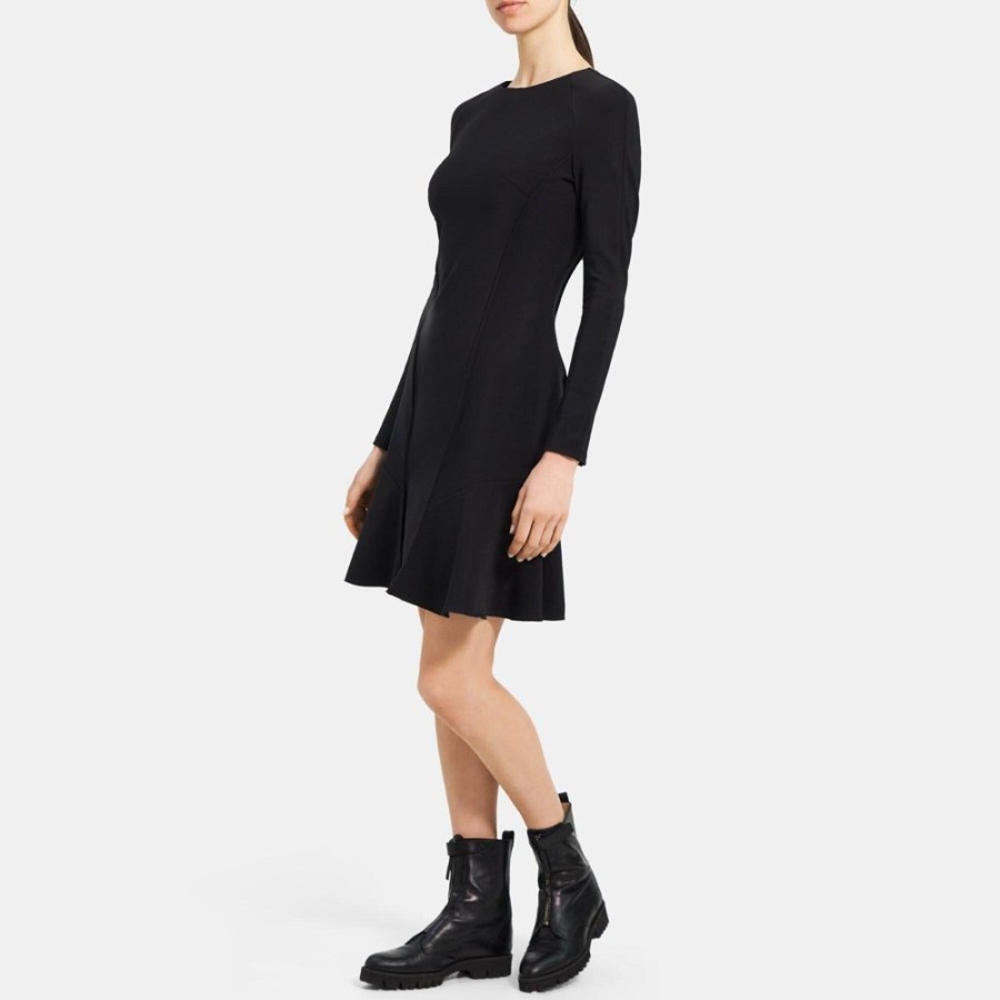 Women Theory Outlet | Fit-And-Flare Dress In Performance Knit Black