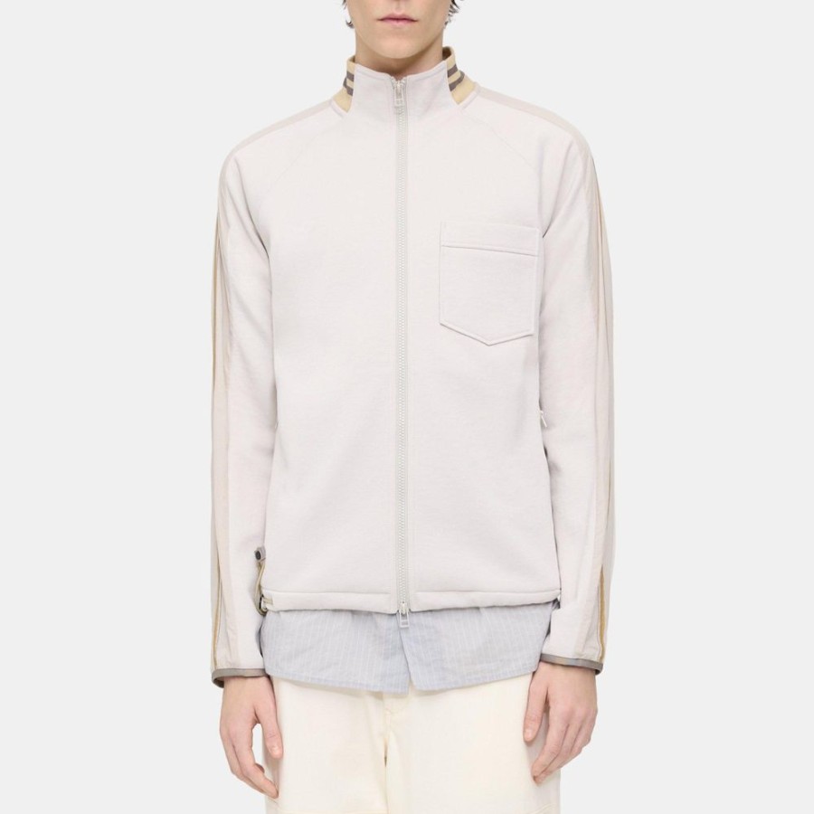 Men Theory Outlet | Track Jacket In Textured Knit Soft Opal