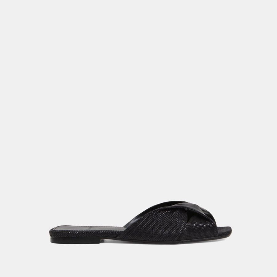 Women Theory Outlet | Twisted Sandal In Raffia Black