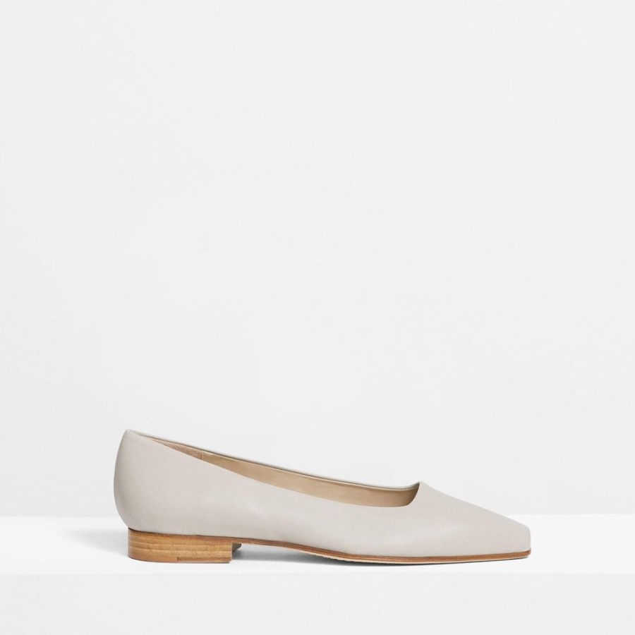 Women Theory Outlet | Day Flat In Leather Cement