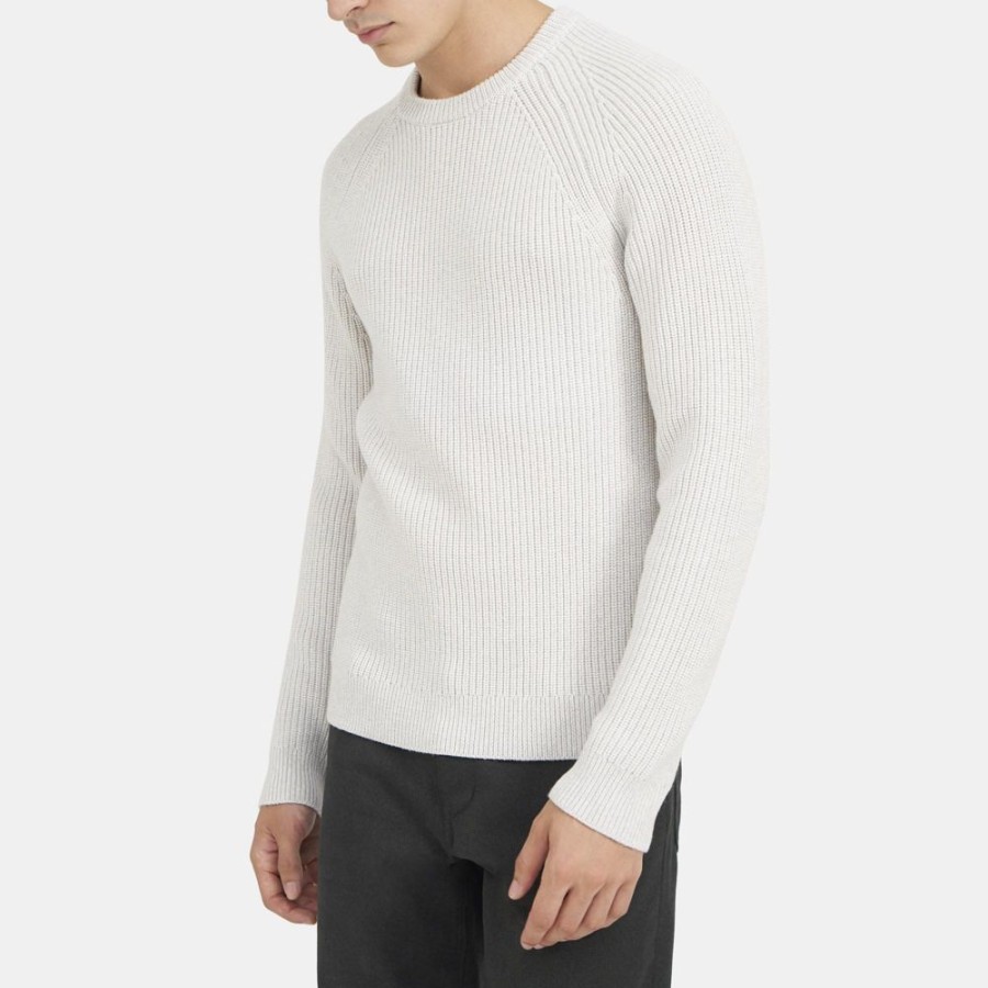 Men Theory Outlet | Crewneck Sweater In Merino Wool Plush/White