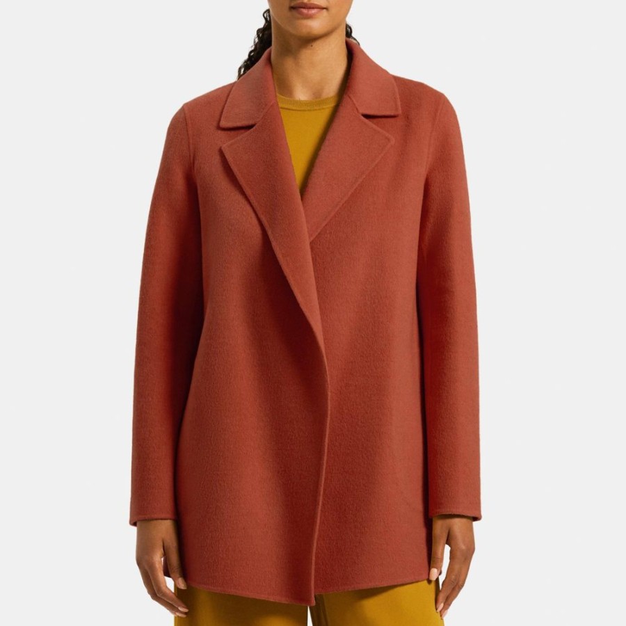 Women Theory Outlet | Open Front Coat In Double-Face Wool-Cashmere