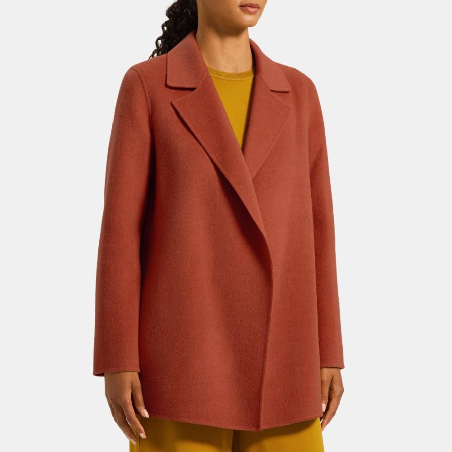 Women Theory Outlet | Open Front Coat In Double-Face Wool-Cashmere