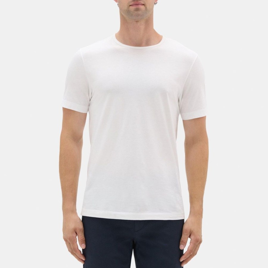 Men Theory Outlet | Relaxed Tee In Organic Luxe Cotton Jersey White