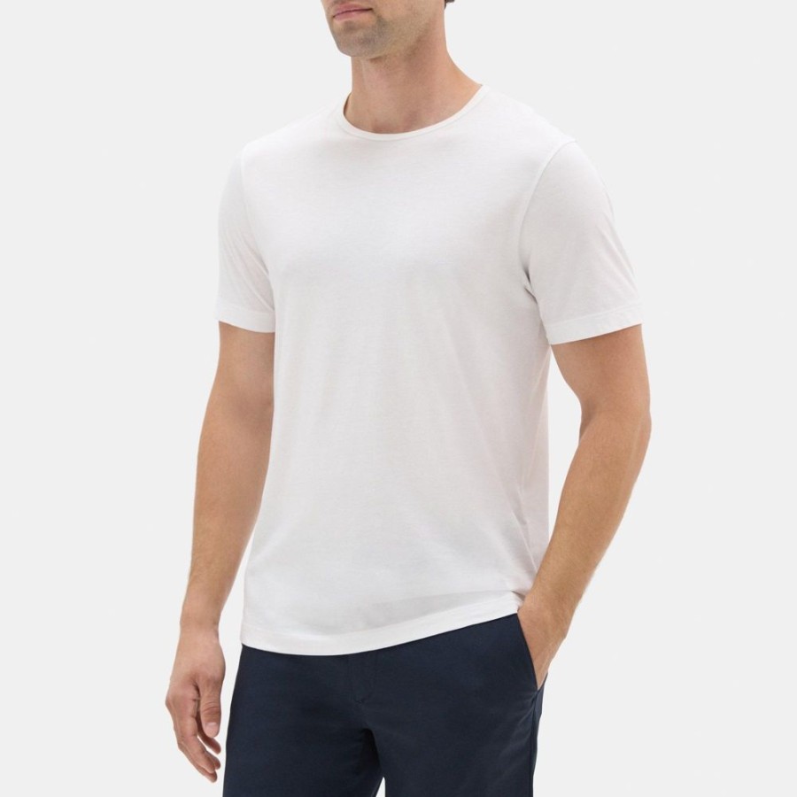 Men Theory Outlet | Relaxed Tee In Organic Luxe Cotton Jersey White