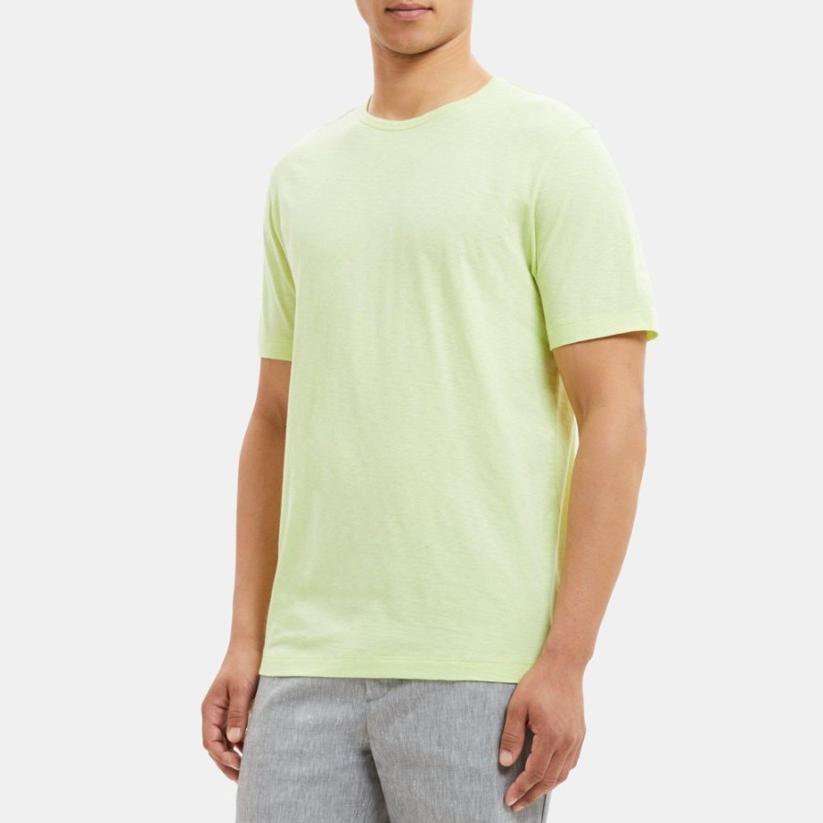 Men Theory Outlet | Relaxed Tee In Slub Cotton Lime