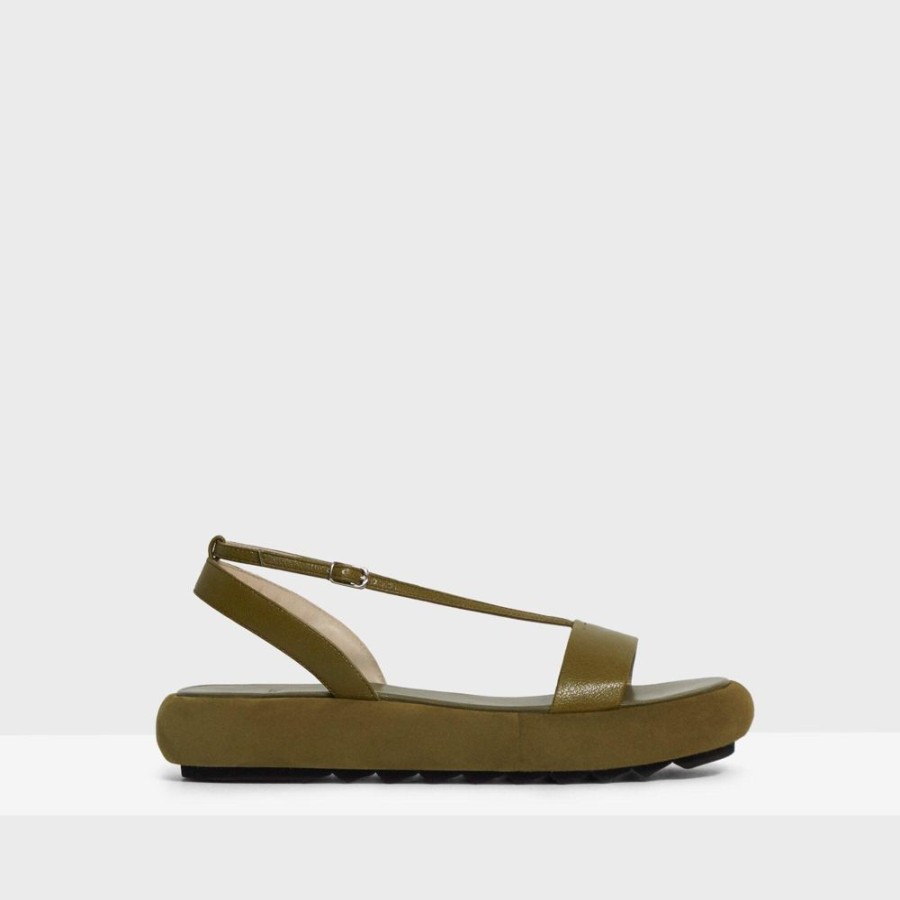 Women Theory Outlet | Donut Platform Sandal In Leather Moss