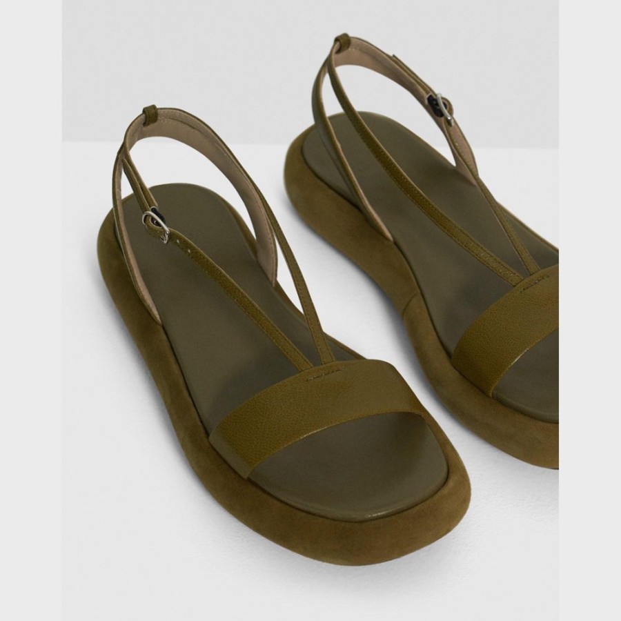 Women Theory Outlet | Donut Platform Sandal In Leather Moss