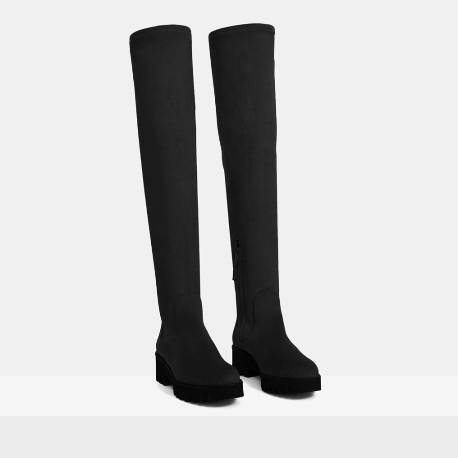 Women Theory Outlet | Over-The-Knee Boot In Faux Suede Black