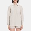 Women Theory Outlet | Menswear Shirt In Cotton Sand Multi