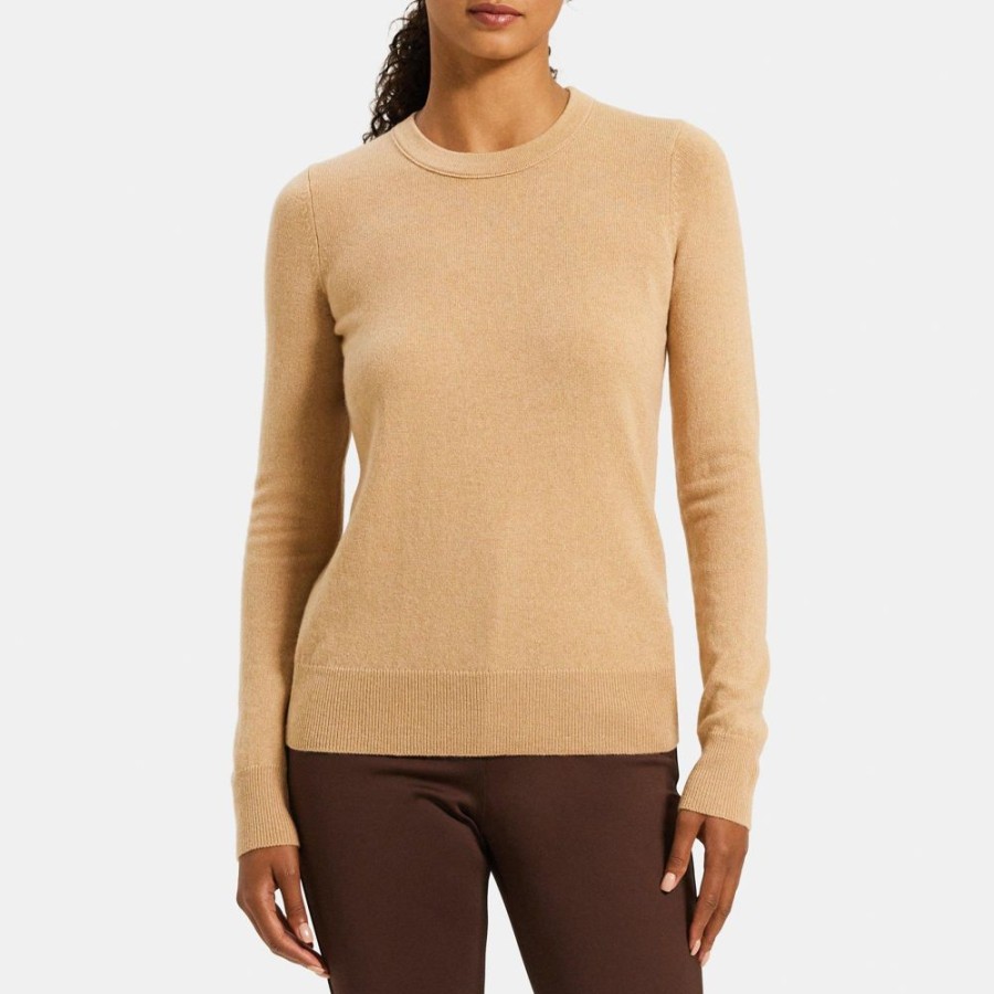 Women Theory Outlet | Crewneck Sweater In Cashmere Medium Camel