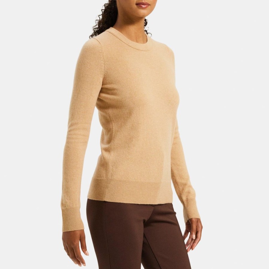 Women Theory Outlet | Crewneck Sweater In Cashmere Medium Camel