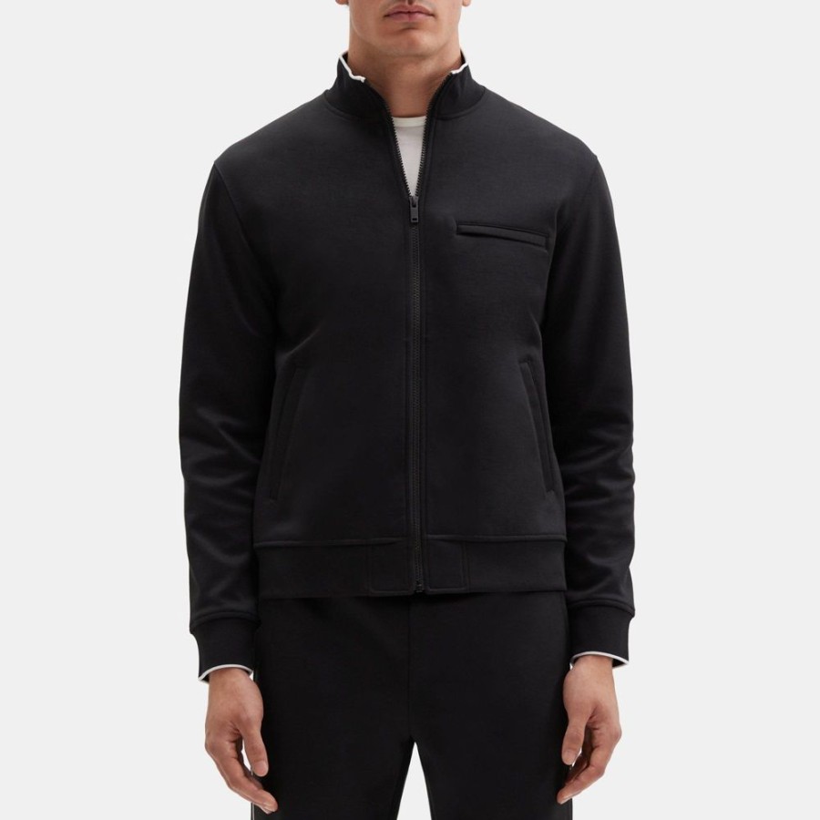 Men Theory Outlet | Zip Jacket In Double-Knit Jersey Black