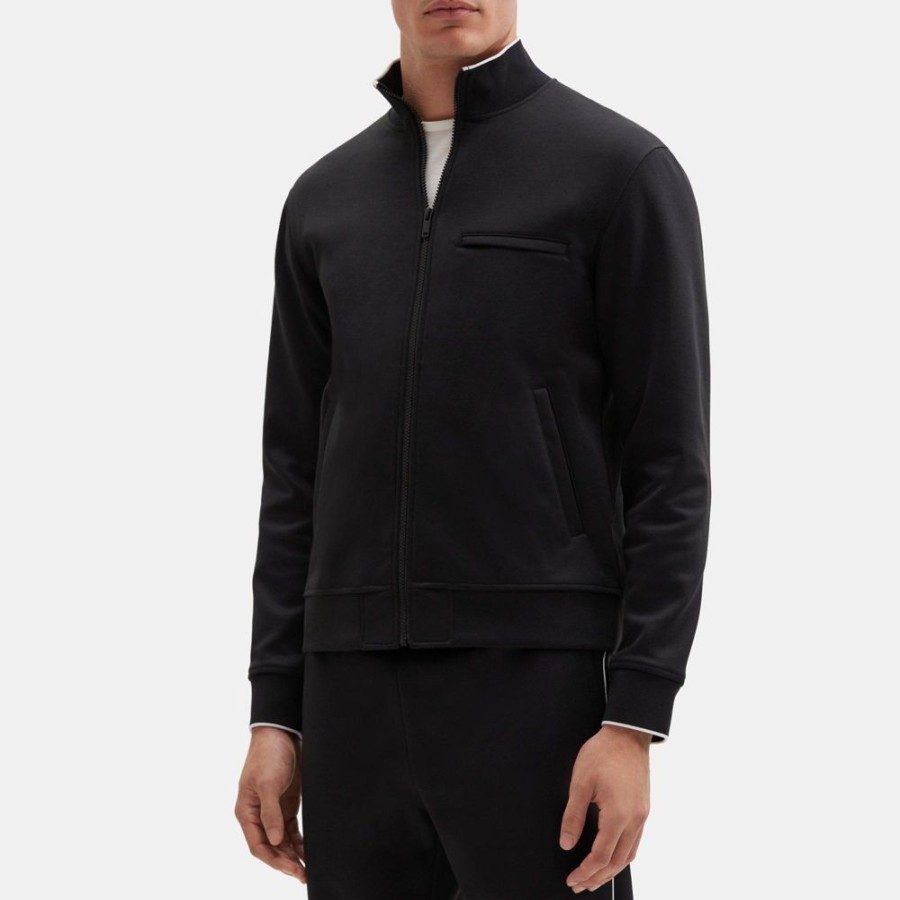 Men Theory Outlet | Zip Jacket In Double-Knit Jersey Black