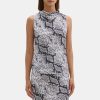 Women Theory Outlet | Sleeveless Cowl Neck Top In Python-Printed Silk Georgette Grey Multi