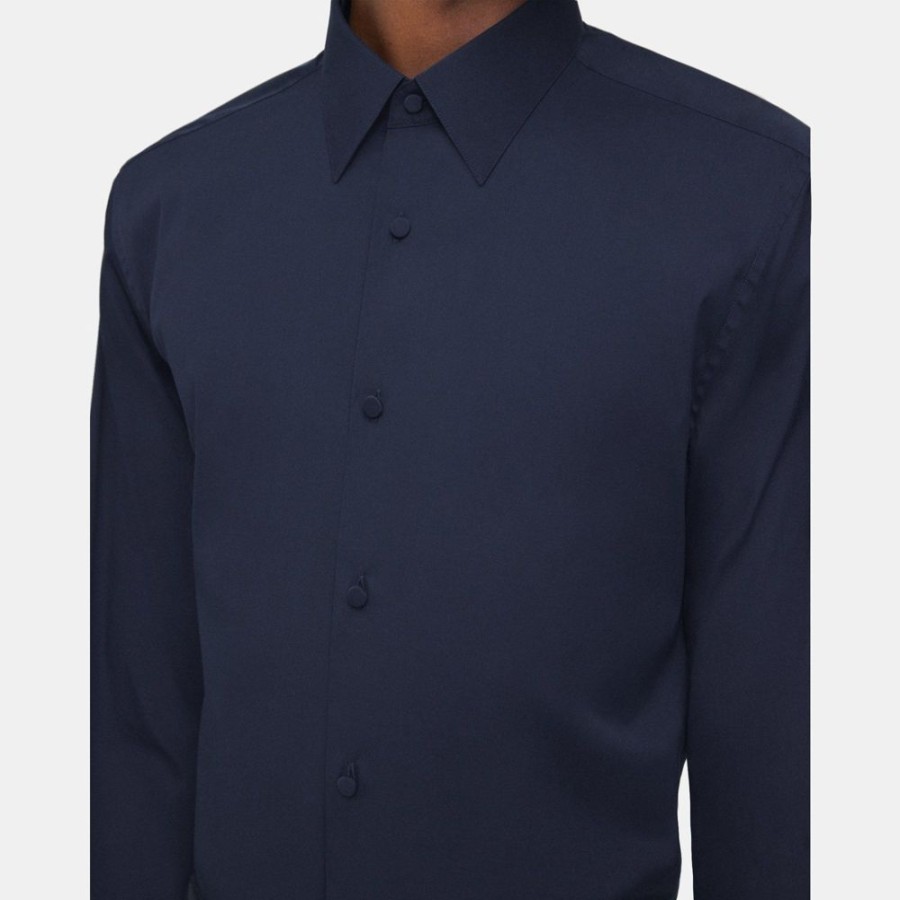 Men Theory Outlet | Tailored Shirt In Stretch Cotton Eclipse