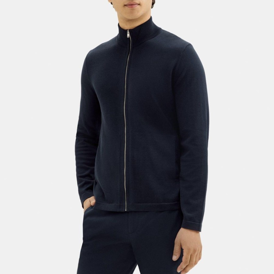 Men Theory Outlet | Zip-Up Cardigan In Organic Cotton Baltic