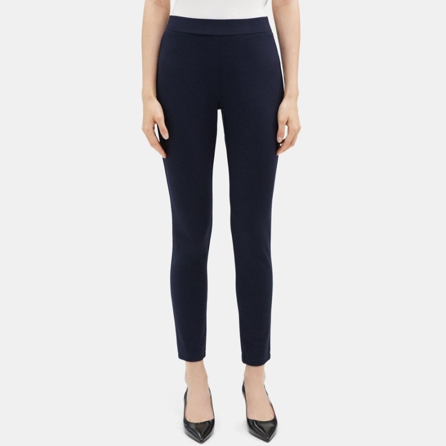 Women Theory Outlet | Legging In Stretch Knit Ponte Navy