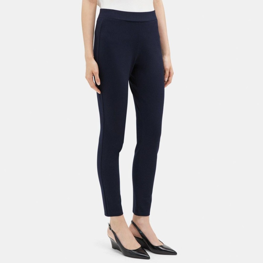 Women Theory Outlet | Legging In Stretch Knit Ponte Navy