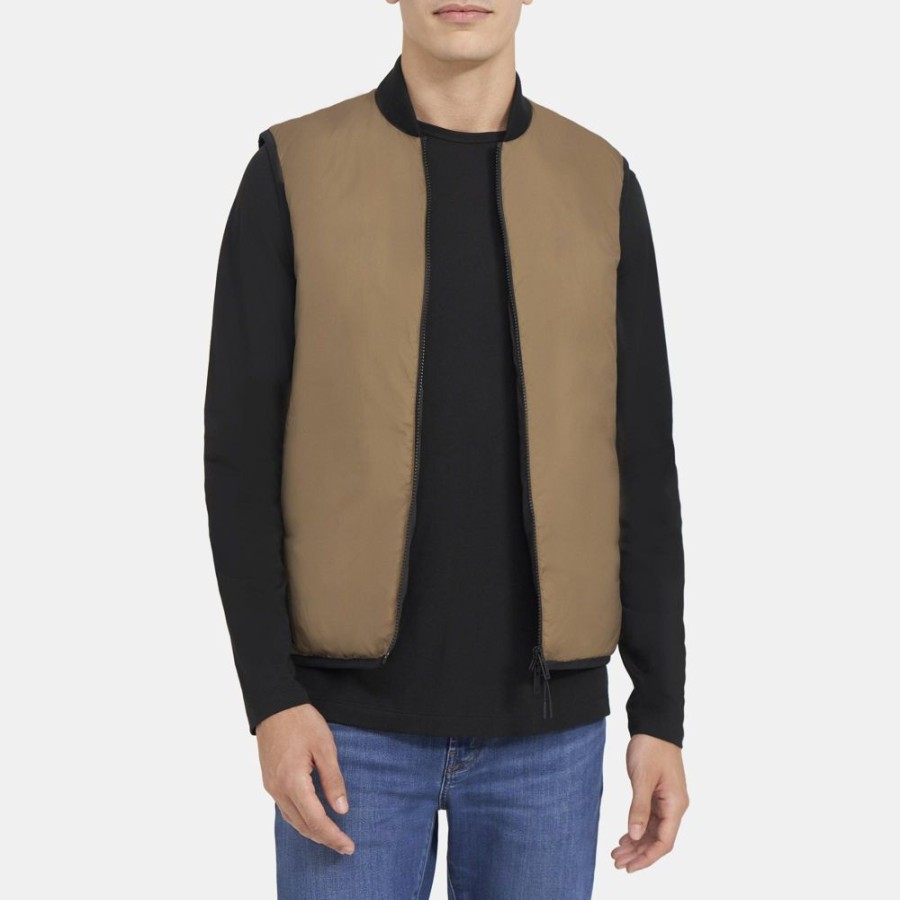 Men Theory Outlet | Puffer Vest In Water-Resistant Nylon Fawn