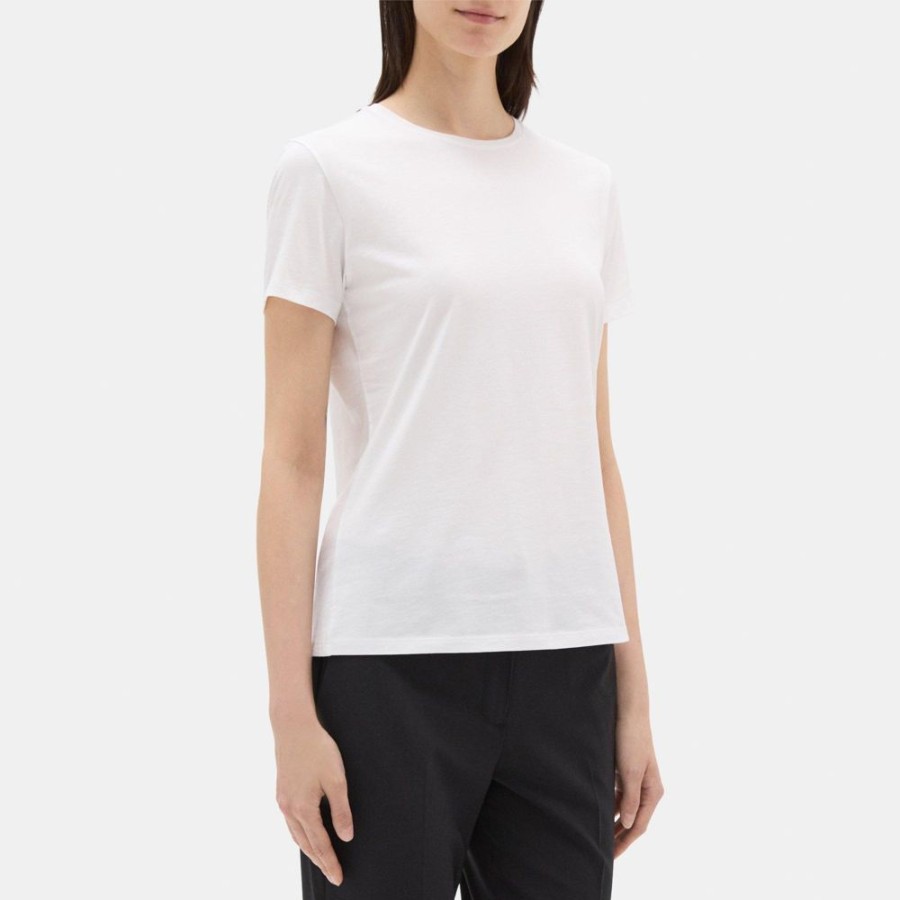 Women Theory Outlet | Crewneck Tee In Organic Cotton White