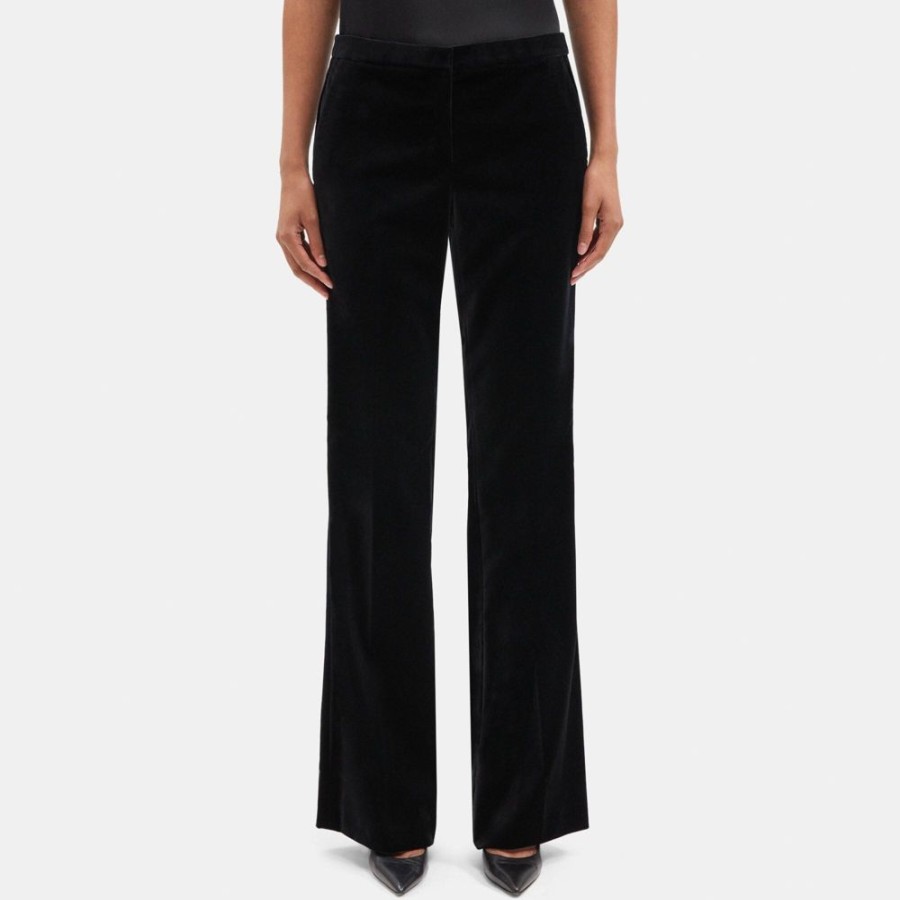 Women Theory Outlet | Flared High-Waist Pant In Stretch Velvet Black