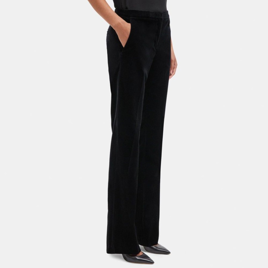 Women Theory Outlet | Flared High-Waist Pant In Stretch Velvet Black