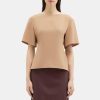 Women Theory Outlet | Short-Sleeve Butterfly Top In Crepe Dark Camel