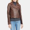 Women Theory Outlet | Moto Jacket In Leather Chestnut