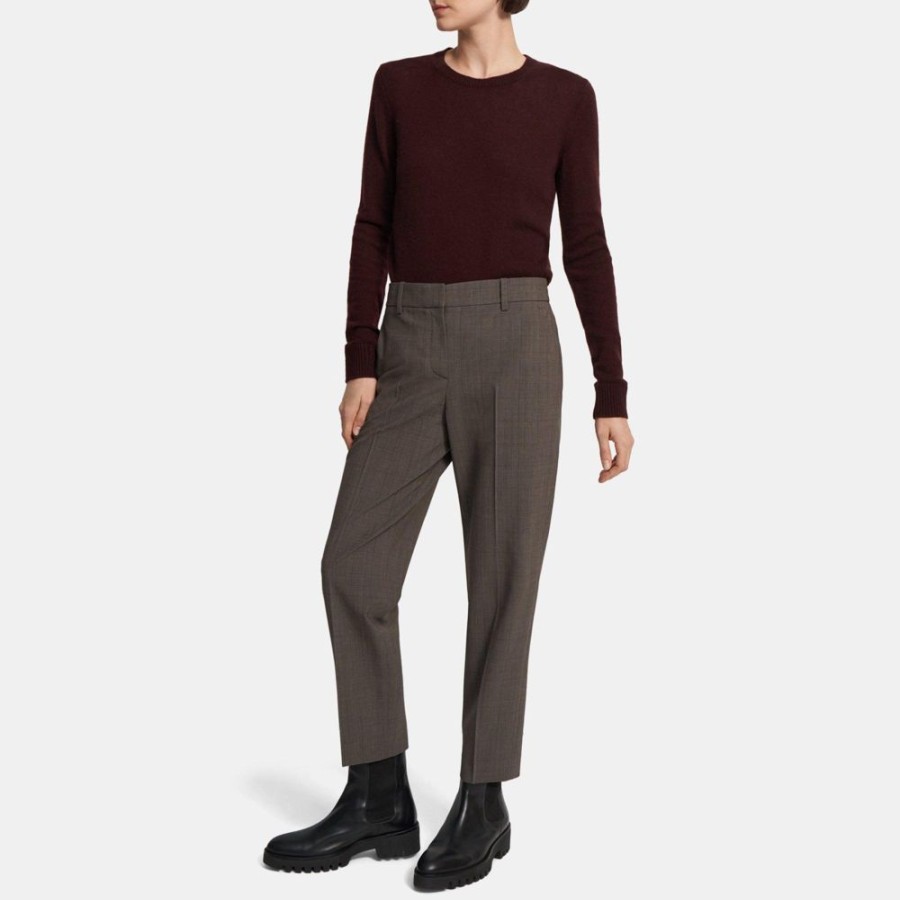 Women Theory Outlet | Slim Cropped Pant In Plaid Stretch Wool Multi