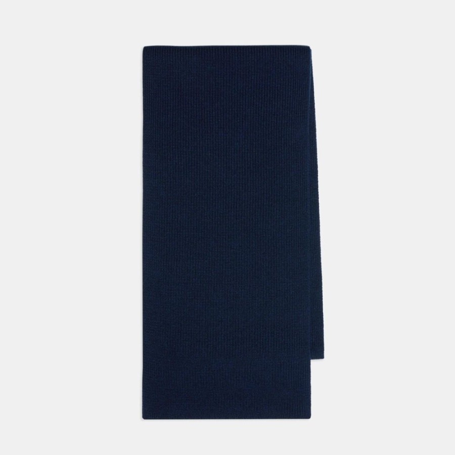 Men Theory Outlet | Camden Scarf In Ribbed Cashmere Light Baltic