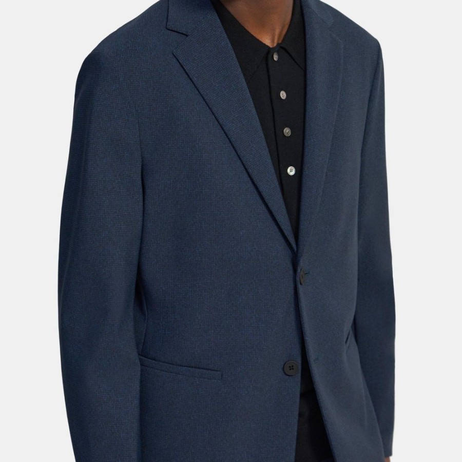 Men Theory Outlet | Unstructured Blazer In Printed Performance Knit Blue Melange