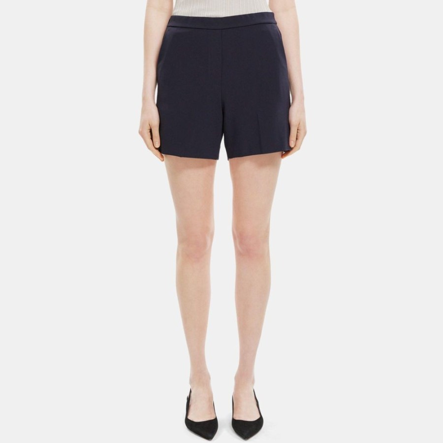 Women Theory Outlet | Easy Pull-On Short In Crepe Deep Navy